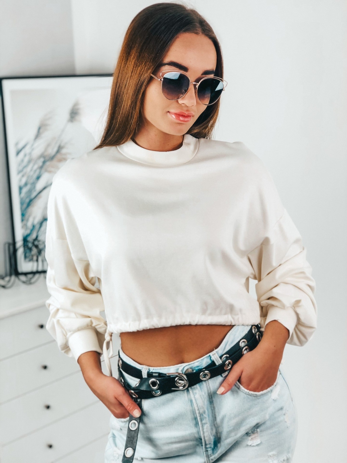 Dámsky biely crop top Koke