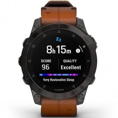 Hodinky Garmin Epix Sapphire, Black, Carbon Gray DLC Titanium, Leather Band (010-02582-30)