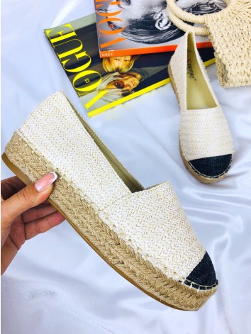 Dámske slamené béžové espadrilky