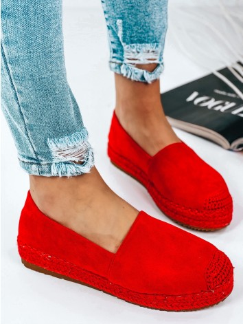 Červené espadrilky na platforme Lauora