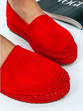 Červené espadrilky na platforme Lauora